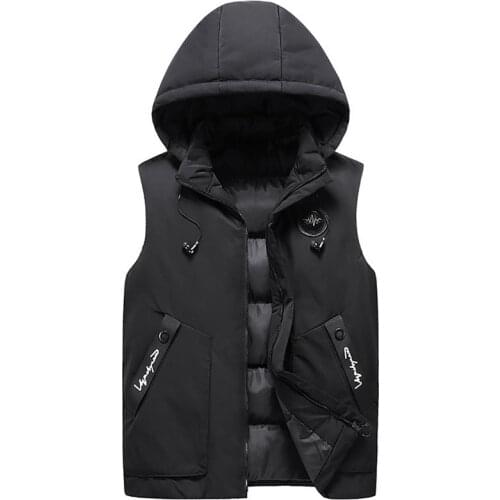 Autumn Warm Sleeveless Jacket Winter Padded Coat Hooded Zip Vest Coats Plus Size 5XL Men Hoodies Waistcoats Fashion Small Parka