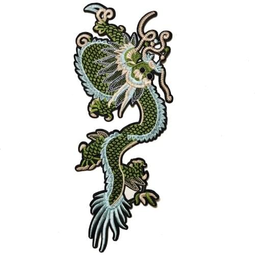 Punk Style A pair Tuba Chinese Qinglong Embroidery Patch Sew On Clothes Applique for DIY Clothing Accessory Patch Free Delivery