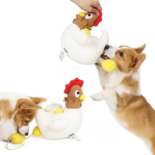 Plush Dog Toys Chicken Shaped Lay Egg Hens Dog Snuffle Toy Hide And Seek Sniffing Interactive Pet Puzzle Toy with Squeaker
