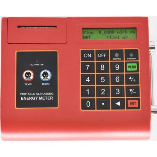 Portable Ultrasonic flow meter with Temperature/Heat Meter TUC-2000E built-in Printer Digital Liquid Flowmeter TM-1 Transducer
