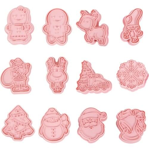 Christmas Cookie Cutter Mold For Baking Santa Claus/Elk/Xmas Tree/Snowman Shape 3D Biscuit Mould For Cookies Cake Tools New Year