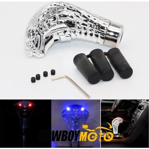Universal Car Manual Gear Shift Knob Stick LED Eyes Chrome Cobra Snake Cool Shifter Lever For BMW Toyota Volkswagen Honda Mazda