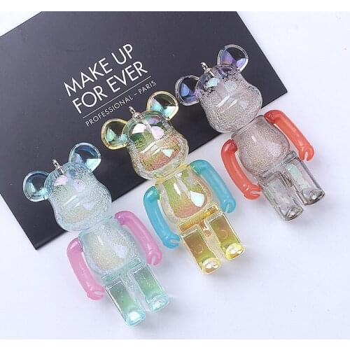 Handmade DIY Cartoon Bear Creative Colorful Color Transparent Pendant Magical Bear Cute Bag Charm Holder Keychain Accessories