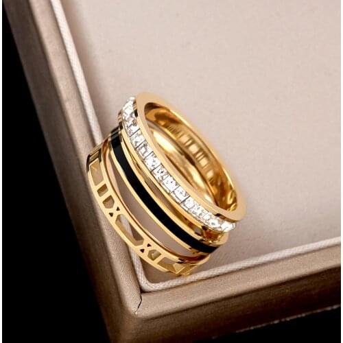 Stainless steel web celebrity stylish three-piece set colorless detachable index finger ring for Japanese and Korean student