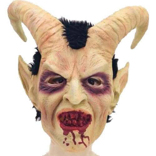Scary mask demon devil Lucifer Horn latex Masks Halloween movie cosplay decoration Festival Party Supply props Adults Horrible