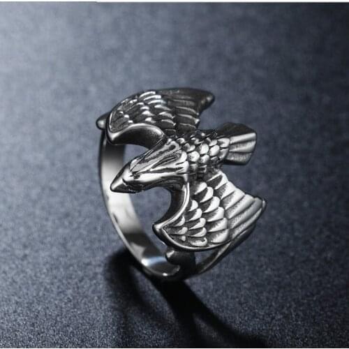 Vintage Raven Punk Viking Amulet Fashion Mens Ring rings for men jewelry halloween gothic The eagle