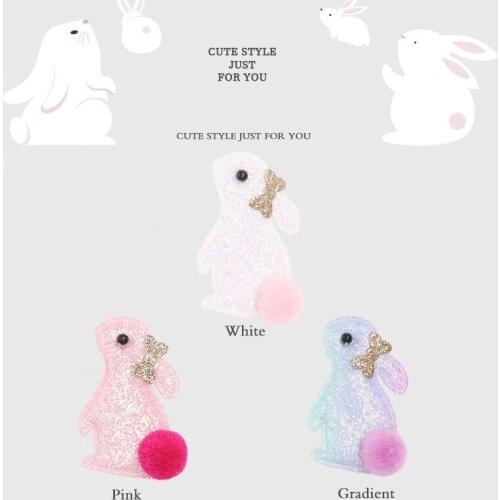 Baby Girl Gradient Rabbit Hair Clips Cute Animals Headwear Childrens Hair Accessories Glitter Baby Hairpin Hair Ball Serve