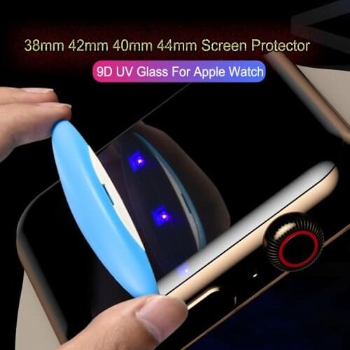 For Apple Watch Series 6 5 4 2 3 Screen Protector Full Cover UV Liquid Glue Flass Film For iWatch 42 38 40 44 MM Tempered Glass