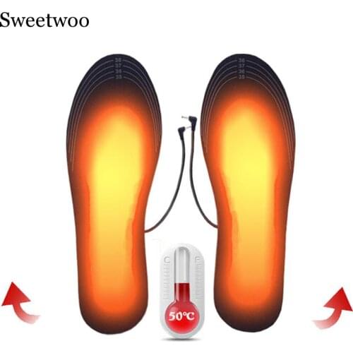 1 Pair USB Heated Insoles Foot Warming Pad Feet Warmer Sock Pad Mat Winter Outdoor Sports Heating Shoe Insoles Winter Warm