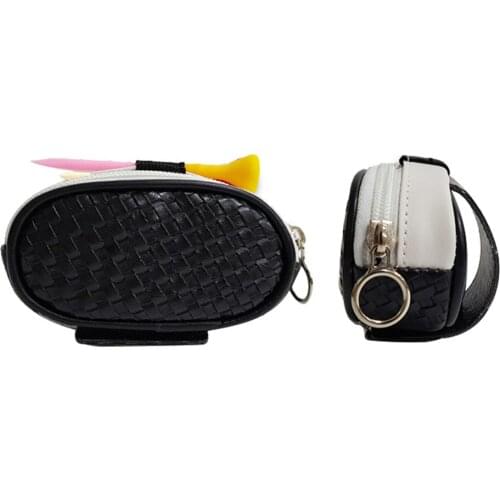 1 Pcs Small Golf Ball Bag Mini Portable PU Waist Pack Hold 2 Balls and 2 Tees Key Case Storage Pouch Zipper Closure Keychain