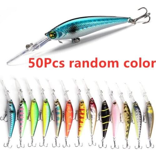 50Pcs Fishing Lures Shallow Deep Diving Swimbait Fishing Wobble Multi Jointed Hard Baits for Bass Trout Freshwater and Saltwater