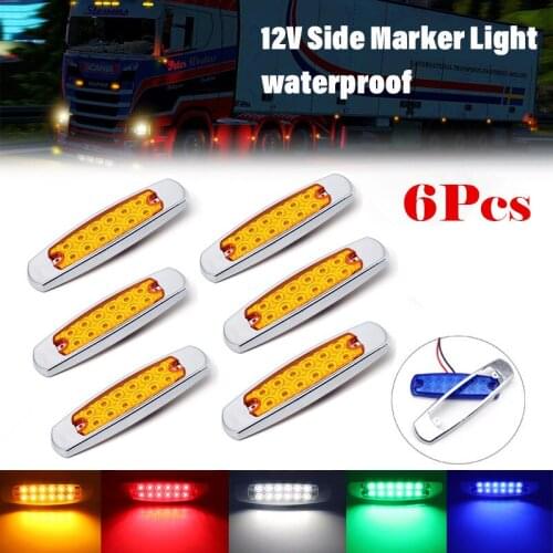 6Pcs 12LED 12V Side Marker Lights Clearance Rear Light Indicator Turn Signal Lamps Truck Trailer Tractor Bus Van Boat Waterproof