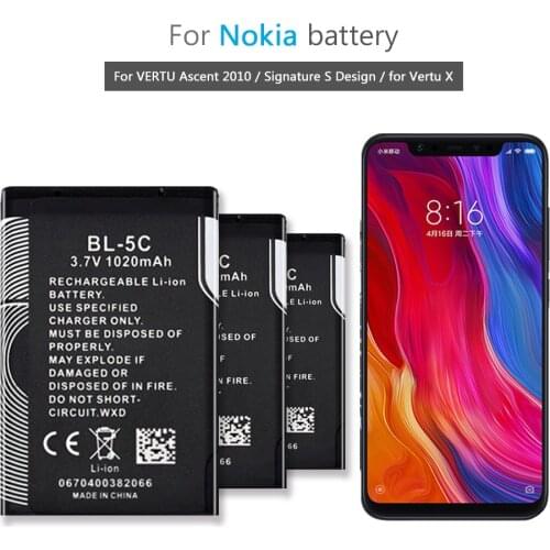 1000mAh Battery BL-5CV BL-5C For VERTU Ascent 2010 / Signature S Design / for Vertu X Mobile Phone Li-ion Bateria