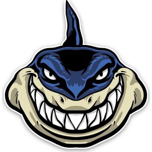 Dawasaru Shark Cartoon Colored Car Sticker Sunscreen Decal Laptop Suitcase Laptop Motorcycle Auto Accessories PVC,14cm*13cm