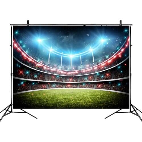 Blue and Red Lights Football Field at Night Backdrop Photography Background Baby Shower Celebration Photo Booth Studio Decor