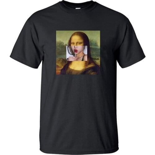 Mona Lisa Tumbir T Shirt Men Funny Tshirt 2019 Summer Cotton Black Gray Print Loose Short Sleeve T-shirt Vintage Fitness Top Tee