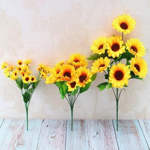 2pcs/lot Artificial Autumn Decoration Yellow Sunflower for Home Decoration Bouquet Office Party Garden Decor Silk Flower