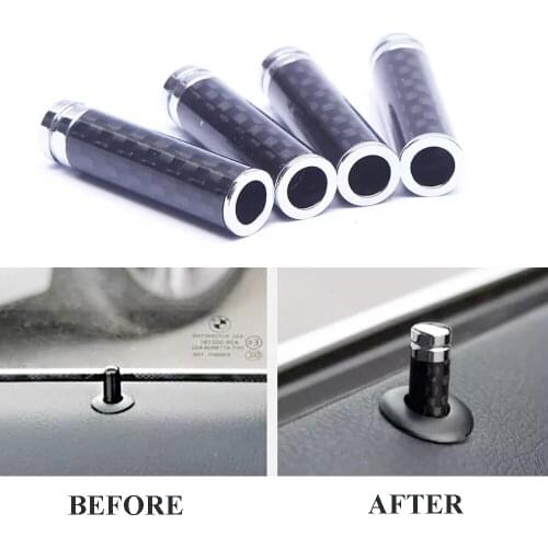 JEAZEA 4Pcs Carbon Fiber Interior Door Lock Knobs Stick Pins Cap Trim Handles Fit For Car SUV Accessories