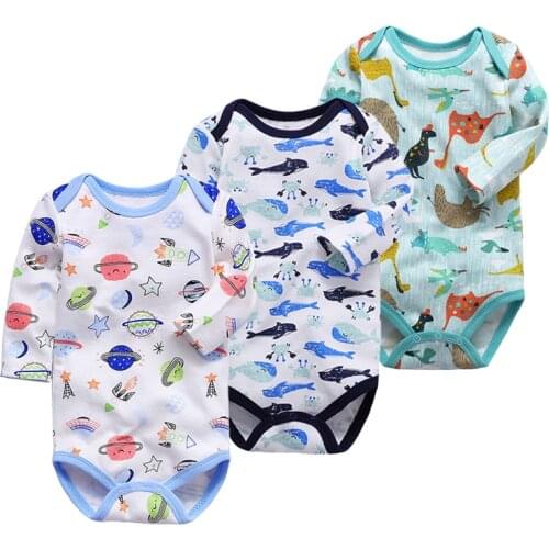 Spring - Autumn Long Sleeved Bag Fart Clothing New Born Baby Boys Girls Cotton Cartoon Bodysuit Infant Boys One Piece Outfits