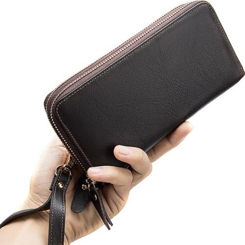 Luufan Genuine Leather purse Wallet male clutch for men clutch male wallets long partmone Leather mens zipper money bag for man