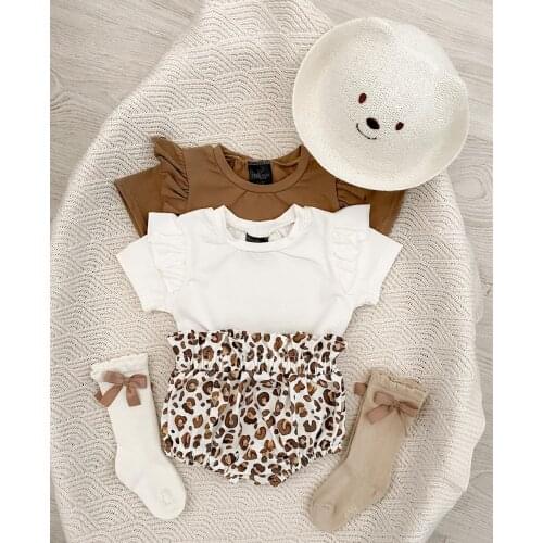 Ma&Baby 0-24M Cute Baby Girl Clothing Set Ruffles Romper Tops Leopard Shorts Outfits Infant Toddler Clothing Summer DD15