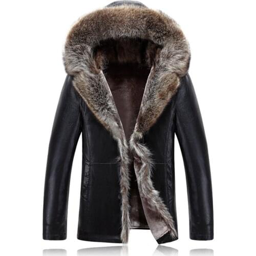 Plus Size 3XL 4XL Mens Thicken PU Winter Faux Coat For Male Leather Jackets Casual Fur Clothing
