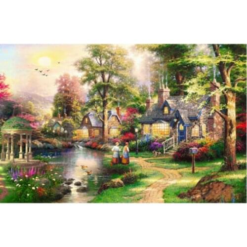 2017 DIY 5D diamond painting mosaic landscape,farmhouse small courtyard,cross stitch suite,full diamond embroidery,home decor
