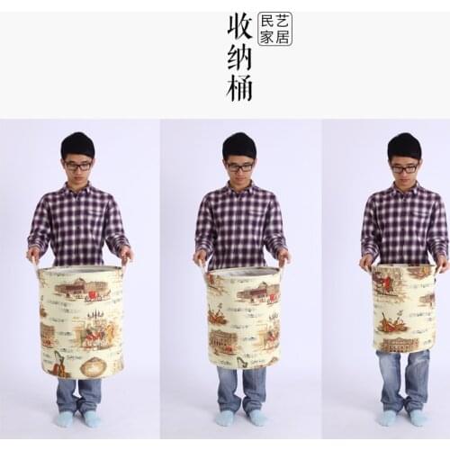 Folk Art Direct Japanese household bathroom storage baskets Storage Basket canvas toys oversized debris Laundry barrels