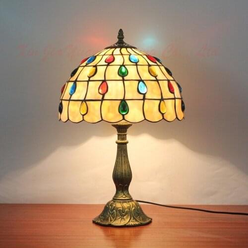 12 Inch Dragonfly Stained Glass Lampshade Tiffany Table Lamp Country Style Bedside Lamp E27 110-240V