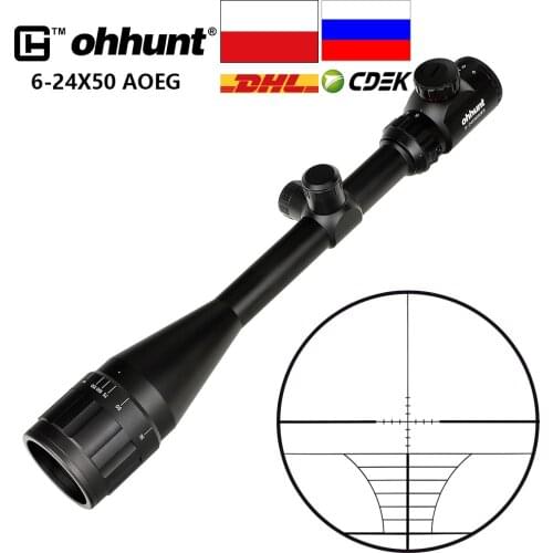 Ship from Russia and Poland ohhunt 6-24X50 AOEG Hunting Riflescope Red Green Illumiated Wire Reticle Tactical Rifle Scope