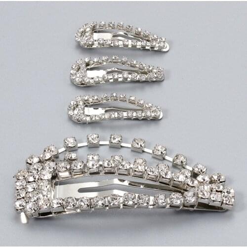 Wholesale JURAN 4 Pcs/Set New Fashion Crystal Hairpin Shiny Rhinestones ZA Hair Clips Hair Accessories For Women Girls Barrettes
