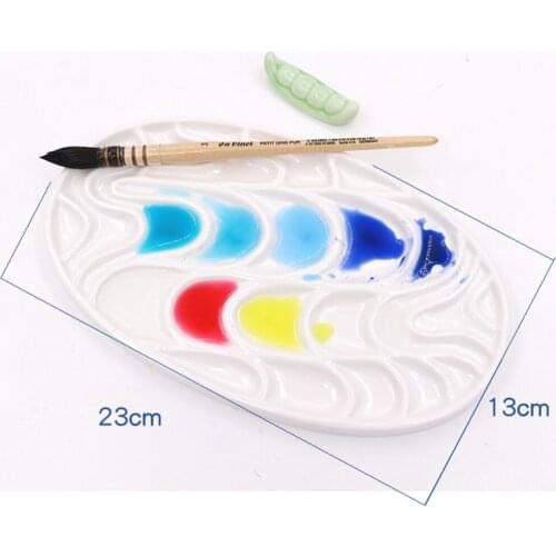 1pcs Resin Artist Paint Palette Imitation ceramic oval Designed Tray for Watercolor Gouache Painting Wave pattern