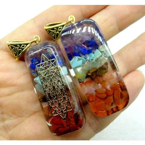 Natural Stone Retro Colorful Tiger Eye lapis Chips Agates Chakra Orgone Energy Pendant Pendulum Amulet Healing Reiki Pendant 1pc