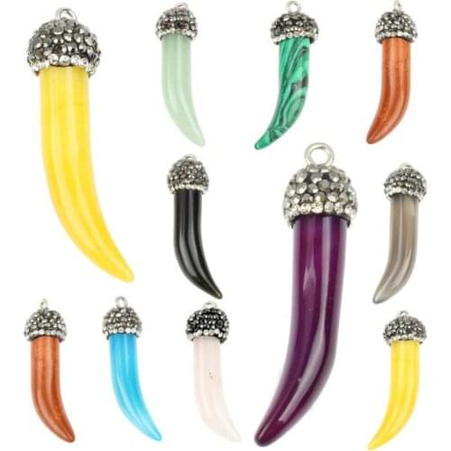 Natural Stone Malachite Chili Pendant 11x43mm Men And Women Jewelry DIY Necklace Earrings Accessories New Year Gift