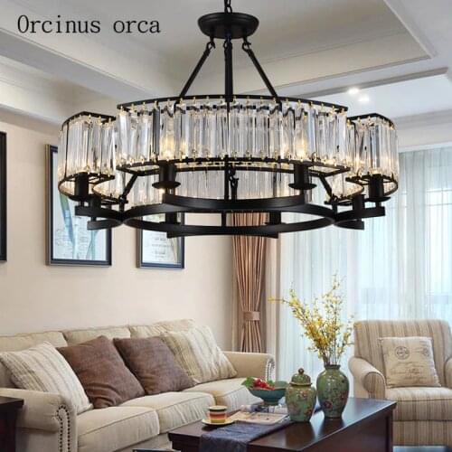 Postmodern light extravagant creative crystal chandelier living room restaurant minimalist all round copper crystal pendant lamp