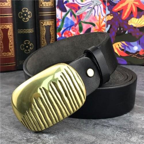 Gold Metal Belt Buckle Super Thick Belts Men Leather Ceinture Homme Men Belt Leather Genuine Male Strap Wide MBT0036