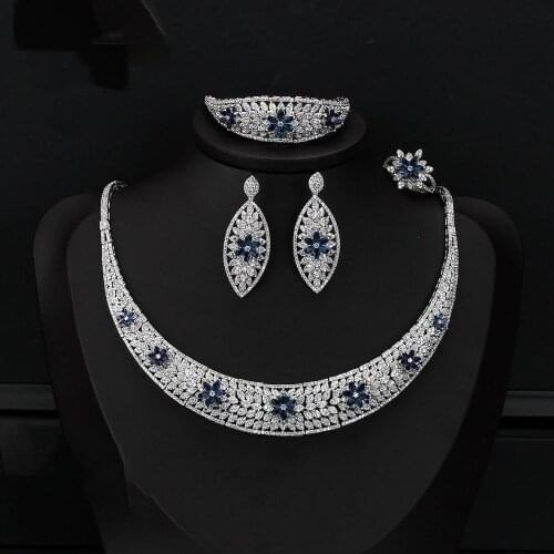 TIRIM Luxury Elegant Jewelry Set for Women Wedding Cubic Zirconia Necklace Earring Bracelet Ring Dubai Jewellery Accessories