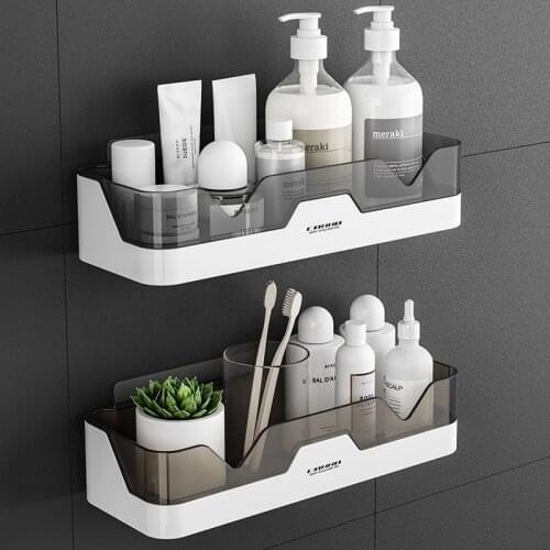 Waterproof Wall-mounted Plastic Storage Shelf Fashion Simple Style Shower Organizer Rack Kitchen And Bathroom Storage Holder