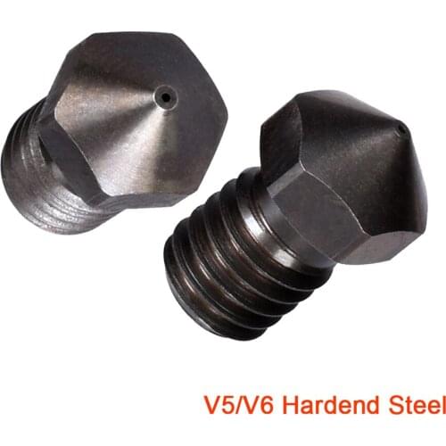 High Quality Hardened Steel V5 V6 Nozzle M6 For 1.75MM Filament Hotend Extrusion PEI PEEK Carbon Fiber 3D Printer Extruder Titan