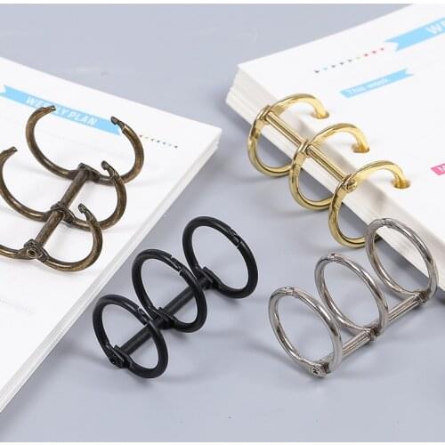 2pcs Metal Loose Leaf Notebook Binder Hinged Rings Album Scrapbook Clips Office 3 Rings Book Calendar Album Circle Binding Clip