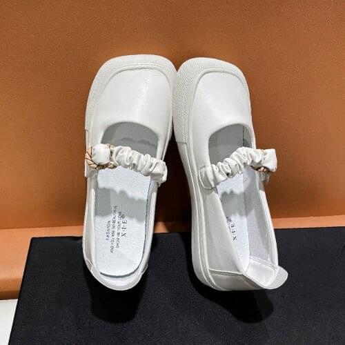 Shoes Woman 2021 Casual Female Sneakers Oxfords Slip-on Flats Shallow Mouth Square Toe New Small Nurse Cute Comfortable Le