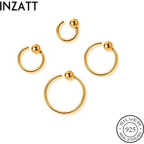 INZATT Real 925 Sterling Silver Minimalist Bead Hoop Earrings For Fashion Women Party Fine Jewelry Geometric Accessories Gift