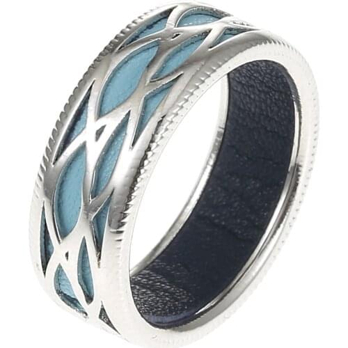 Cremo Fishnet Genuine Hollow Bague Jemelry Wedding Anniversary Rings For Women Bijoux Femme Interchangeable Leather Ring