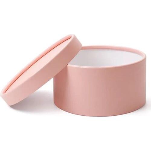 1xPink Round Flower Boxes Floral Packaging Gift Candy Dragee Storage Box Paper Bag Bouquet Vase with Lid for Wedding Party Decor