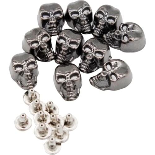 10 Sets Skull Studs Rivets Punk Rock Spikes Shoes Bags DIY Leather Craft 9x16mm