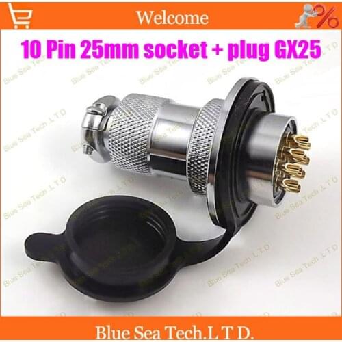 10 Pin 25mm Male&Female Aviation plug Connector kit GX25 Socket+Plug+WaterProof Cap,Aviation plug interface,circular connector