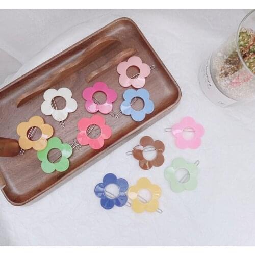 2PCS Lovely Solid Color Flower Girl Hairpin Sweet Candy Color Cartoon Baby Children Side Clip Headdress