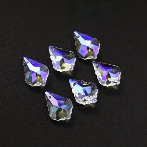 20pcs 22mm Maple Leaf Glass Crystal Charms AB Color Baroque Pendant Dangle Necklace Earrings Chandelier DIY Jewelry Accessories
