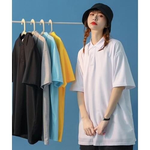 2021 Summer Mens Fashion Lapel Collar T Shirt Single Breasted Short Sleeve Tshirt Streetwear Solid Color T-shirt Big Size S-5XL