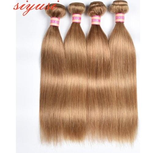 27# Honey Blonde Brazilian Straight Human Hair 3 or 4 Bundles Colored Remy Hair Extersion Sew In Hair Bundles Human Hair